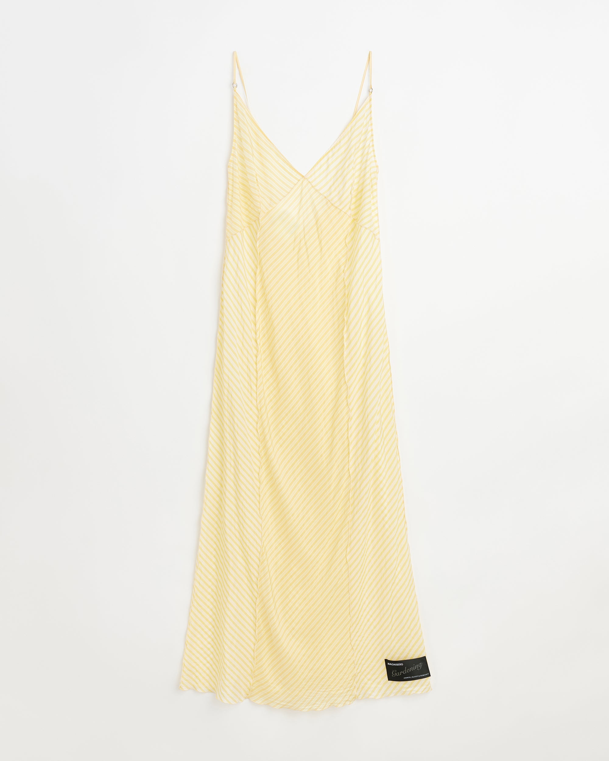 Tulip slip dress | Yellow stripes cupro